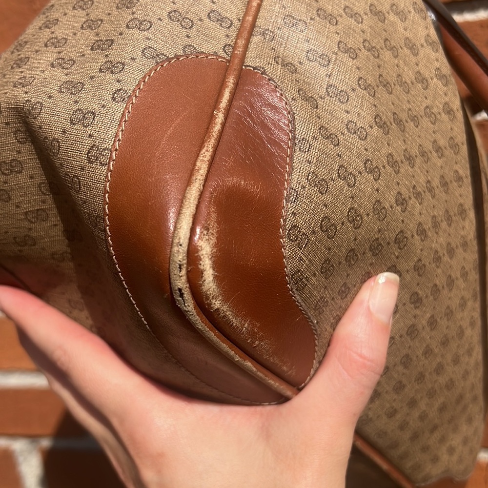 Authentic Gucci GG handbag shoulder bag or crossbody vintage purse brown tan - Picture 8 of 17